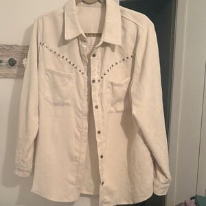Studded Cream Jean Shirt Jacket